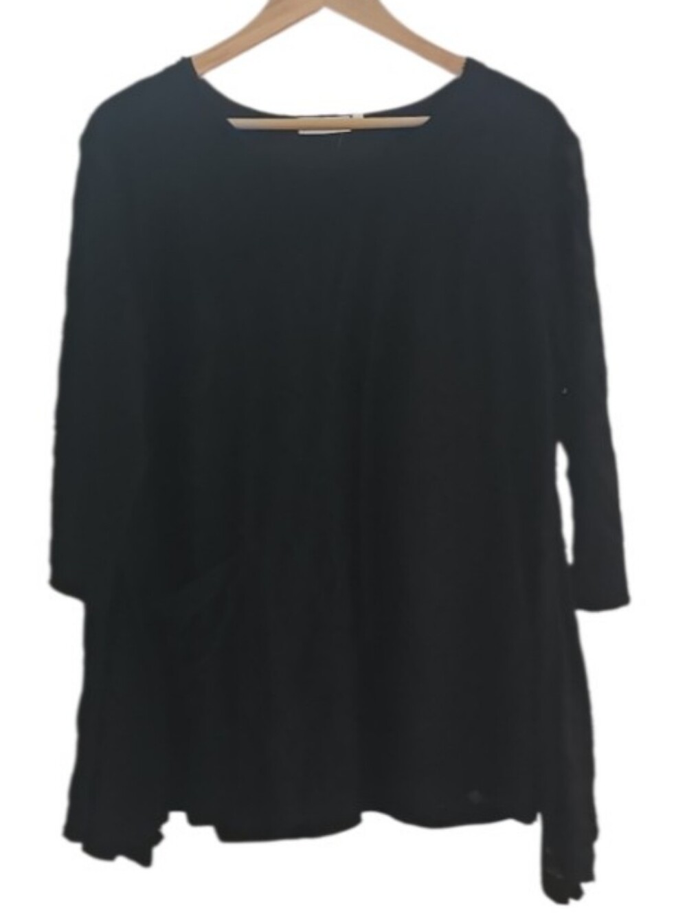 Lulu-B Tunic Top Women XL Black Lagenlook Textured Floral A Line Pocket